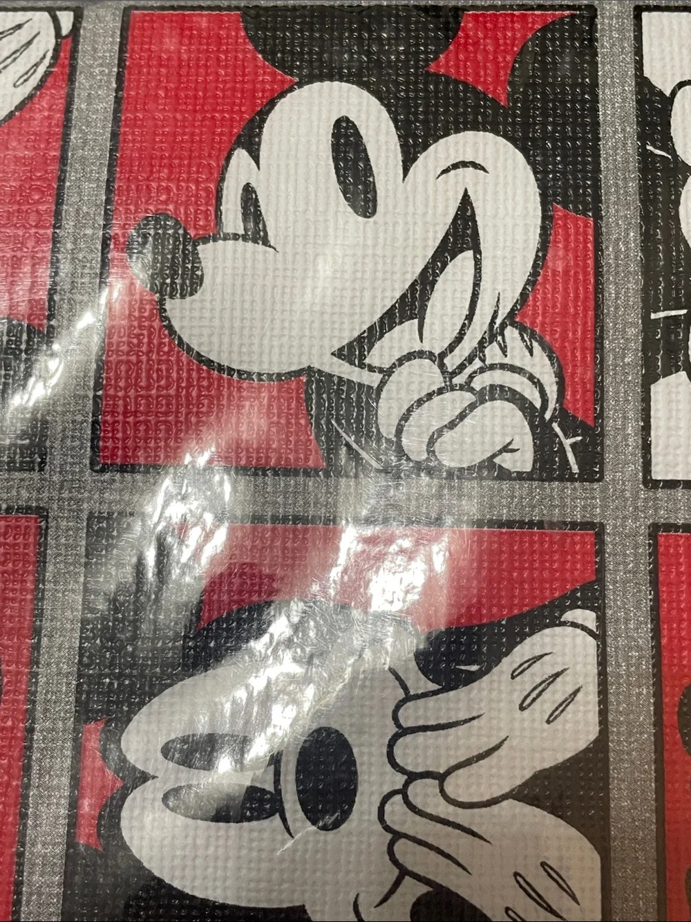Disney Mickey Mouse Red, Black & White Panel Print PEVA Tablecloth NWT Very Nice
